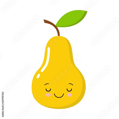 cute yellow graphic pear with face. vector illustration. cartoon style