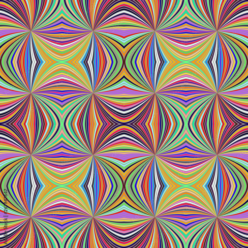 Colorful seamless hypnotic abstract spiral ray stripe pattern background - vector graphic