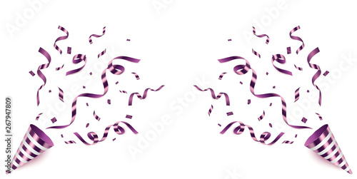 Vector confetti. Festive illustration. Party popper isolated on white background.