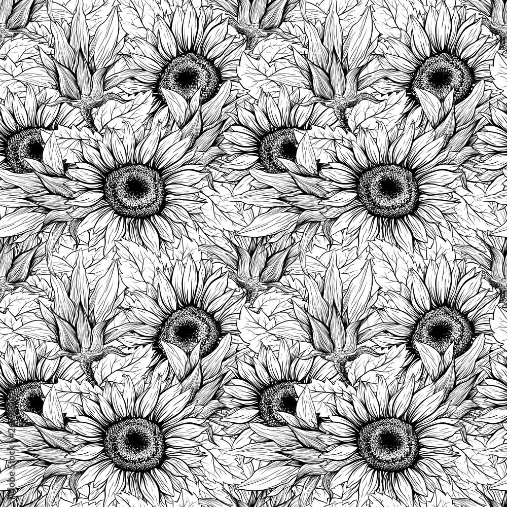 free digital flower doodle scrapbooking paper / printable black-and-white  gift w…