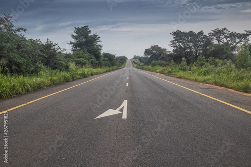 Asphalt road on the way to northern Angola.