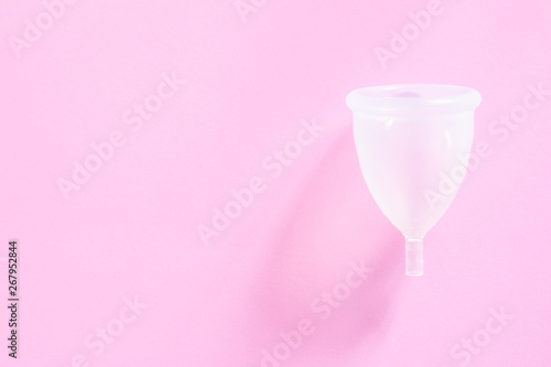 Zero waste concept - menstrual cup on pink background