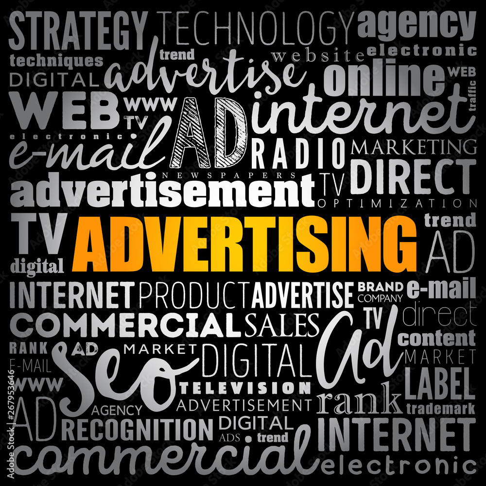 ADVERTISING word cloud, business concept background