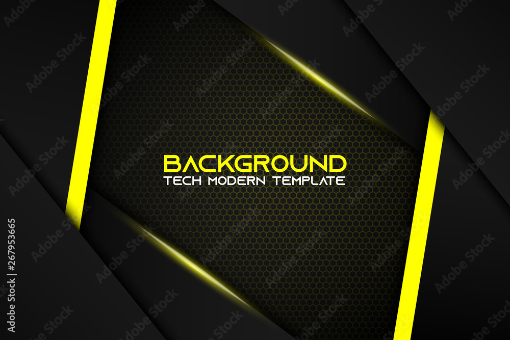 Fototapeta premium Abstract metallic Yellow Black frame layout modern tech design template