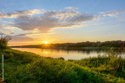 Summer sunset - river landscape. Oka River Russia