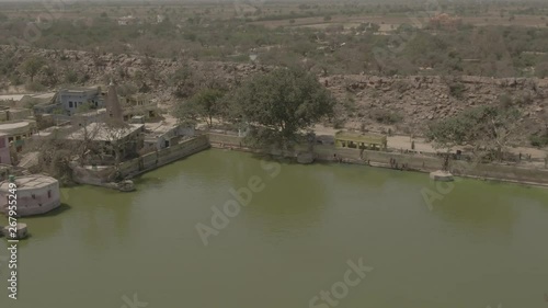 Giriraj Govardhan in U.P., India, 4k aerial drone ungraded/flat footage photo