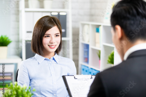 Asian woman in job interview