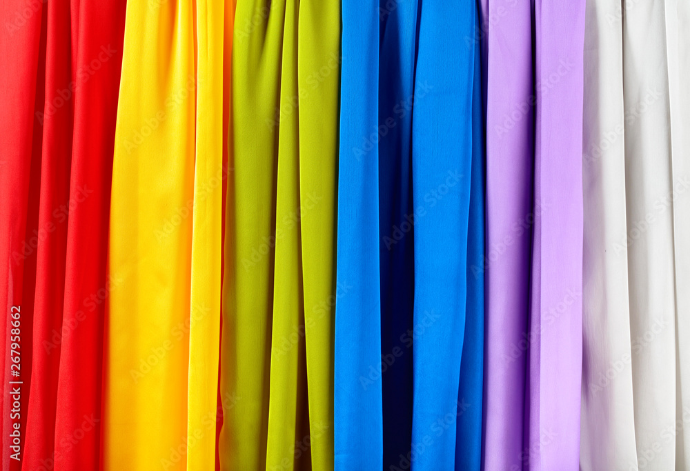 Vertical colorful satin curtains. Vertical colorful satin curtains.