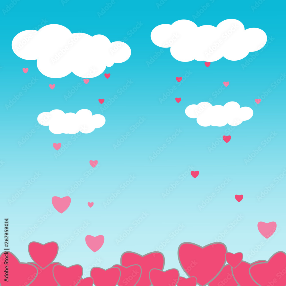 background with clouds and hearts
