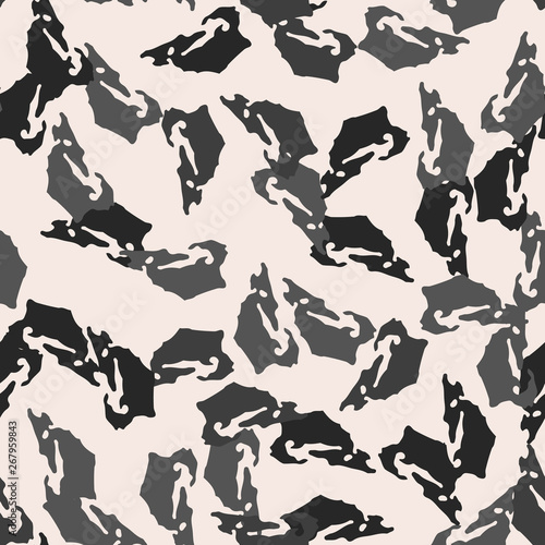 Urban UFO camouflage of various shades of gray and nude colors