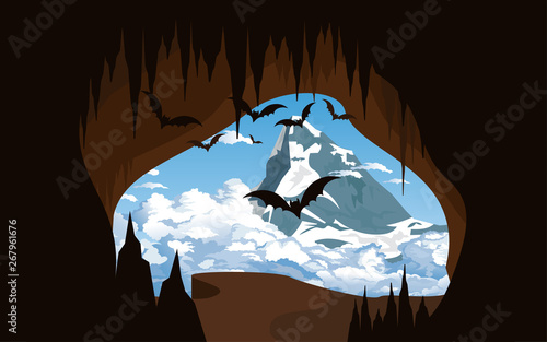 bats in the cave on the mountain
