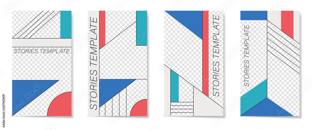 Editable template for Stories and Streams. Flat geometric pattern