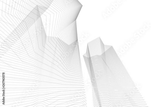 architecture building construction 3d illustration