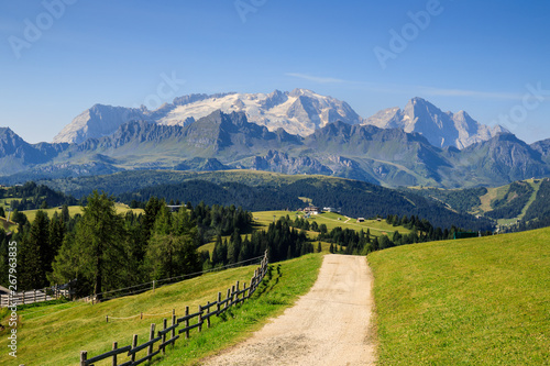 panorama in val Badia, Dolomiti. Sullo sfondo la Marmolada photo