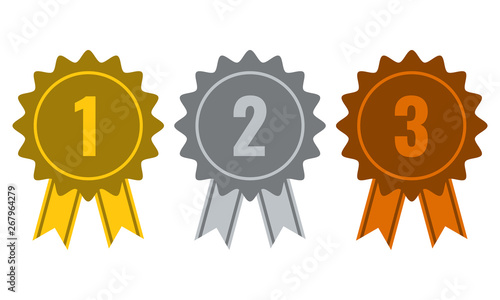 1st, 2nd and 3rd place - gold, silver and bronze medals set