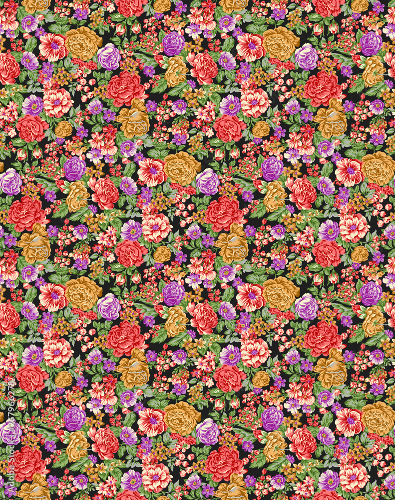 seamless traditional flower pattern background
