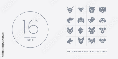 16 vector icons set such as rottweiler dog, russian toy dog, samoyed dog, schipperke schnauzer contains shar pei shetland sheepdog shiba inu st. bernard rottweiler russian toy samoyed from dogs