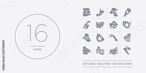 16 vector icons set such as croatia flag, russia flag, el salvador flag, bolivia nicaragua contains cuba sri lanka iraq canada croatia russia el salvador from country flags outline icons