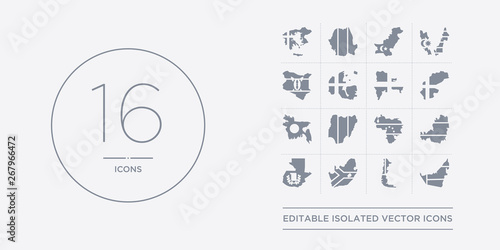 16 vector icons set such as united arab emirates flag, chile flag, south africa flag, guatemala austria contains venezuela nigeria bangladesh sweden united arab emirates chile south africa from