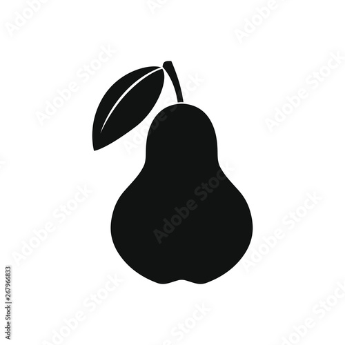 Pear graphic icon. Pear sign isolated on white background. Symbol apple with leaf. Vector illustration