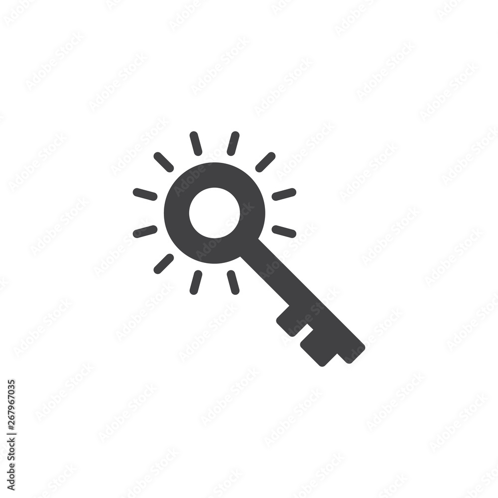 Creative idea key vector icon. filled flat sign for mobile concept and web design. Key to success glyph icon. Symbol, logo illustration. Pixel perfect vector graphics