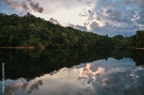 Stormy Sky over Lake in Nantahala National Forest in North Carolina in Autumn photo