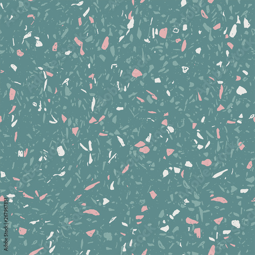 Trend Venetian style terrazzo flooring. Vector seamless pattern.