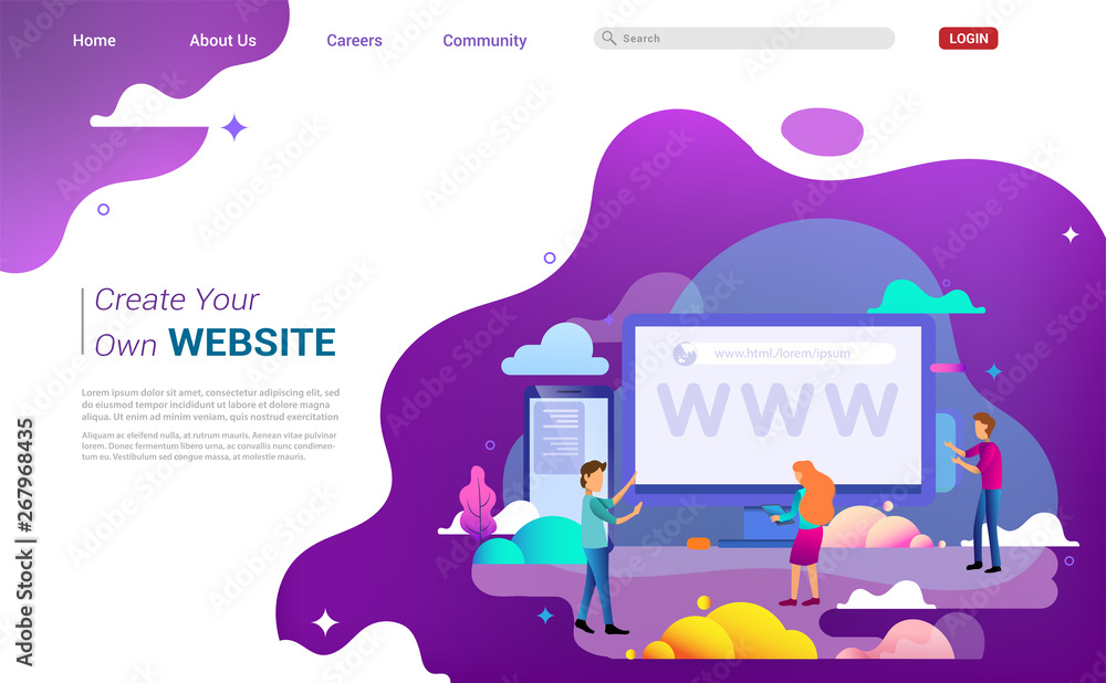 Fototapeta premium Web design homepage concept of desktop Illustration. business strategy, analytics and brainstorming. Modern flat design concepts for website design ui/ux and mobile website development.
