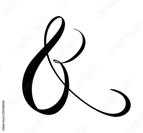 Custom decorative ampersand isolated on white. Hand written calligraphy, vector illustration. Great for wedding invitations, cards, banners, photo overlays