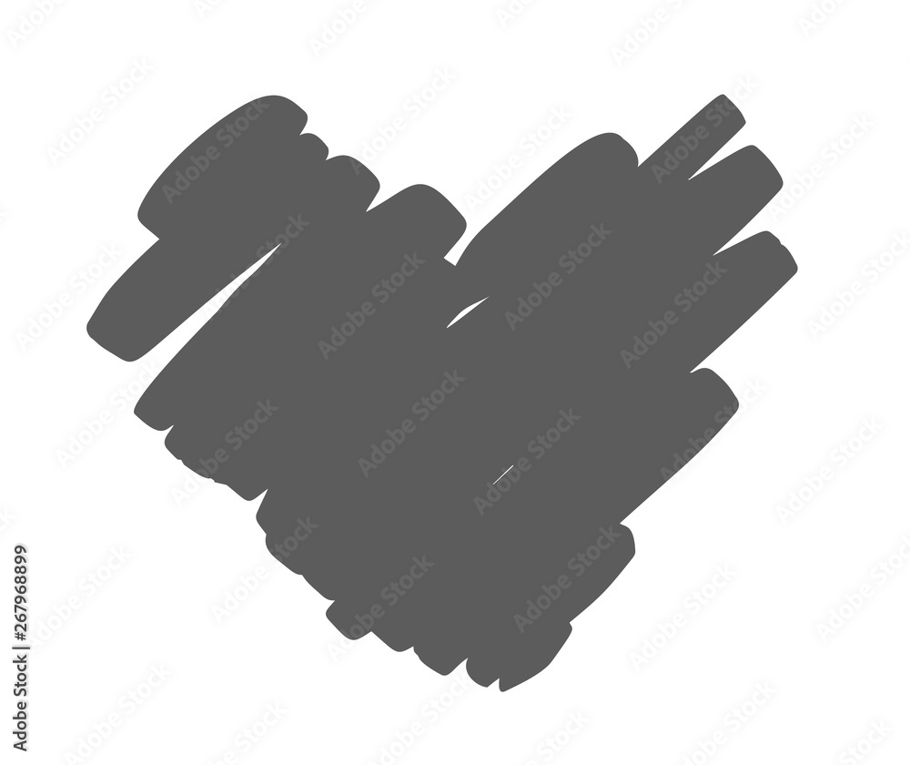 Fototapeta premium Hand drawn vector heart with rough edge. Dry brush ink illustration. Concepn icon symbol for t-shirt, greeting card, poster wedding. Design flat element of valentine day