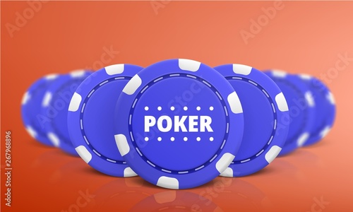 Casino poker chips. Concept for flyer, banner, poster. Vector illustration.