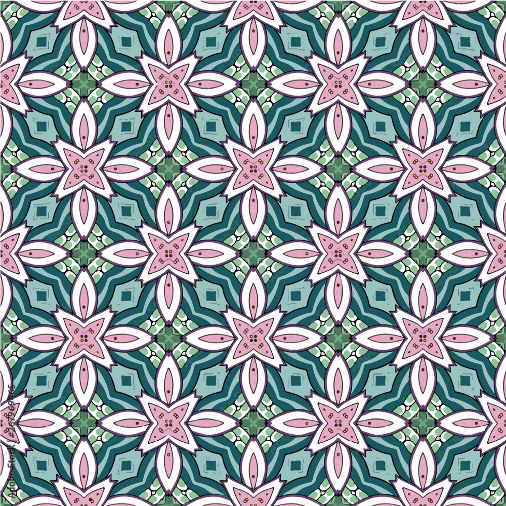 Mosaic islamic seamless pattern texture. Decorative pattern ornamental multicolor.