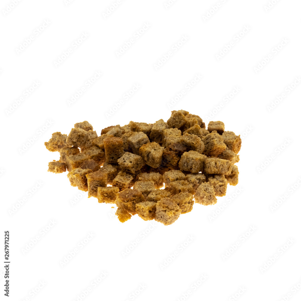 Dry croutons isolated on white background. beer snack Dry croutons isolated on white background. beer snack