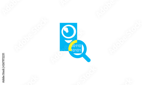 server with eye and magnifying glass