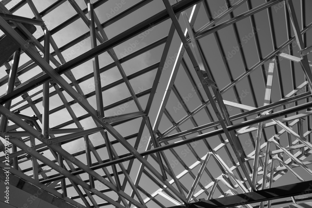 Structure of steel roof frame. Structure of steel roof frame.