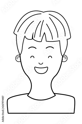 young man cartoon in black and white