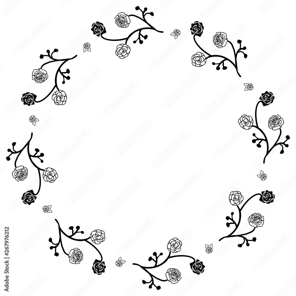 Doodle wreath black and white