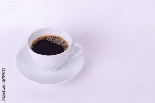 Cup of coffee over white background.