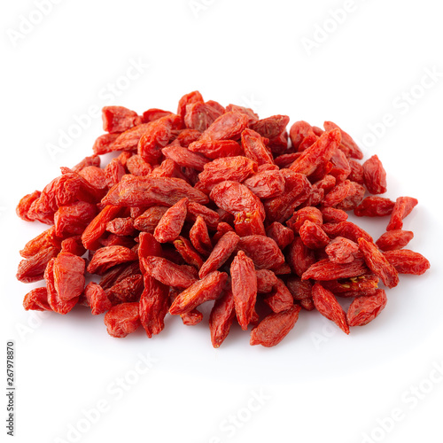 Wolfberry or Dried Goji berries isolated over white background.