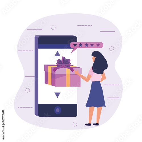 woman with smartphone technology to electonic ecommerce