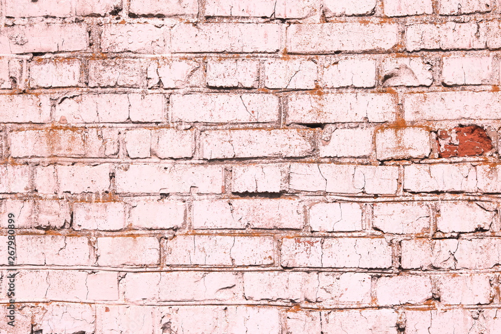 Unusual bright saturated abstract pink background from old brick wall in retro style Unusual bright saturated abstract pink background from old brick wall in retro style