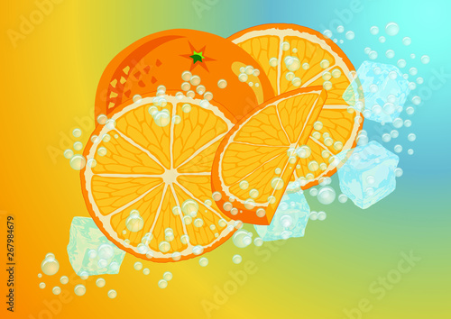 Illustration vectorielle d’une boisson gazeuse et bien fraîche au jus d’orange naturel.