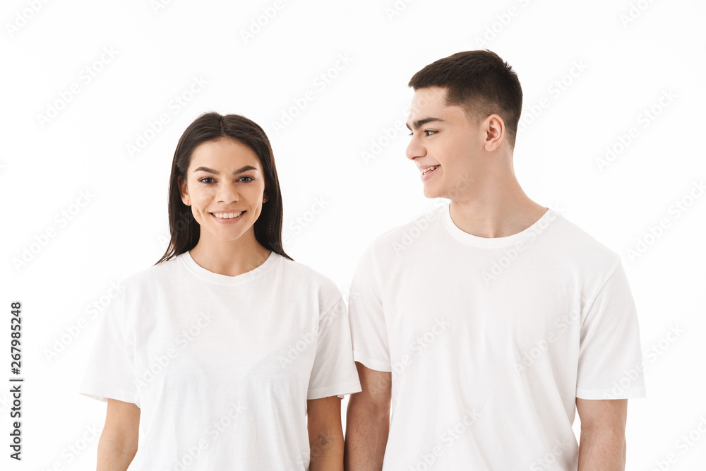 Portrait of a young casual wear couple standing Portrait of a young casual wear couple standing