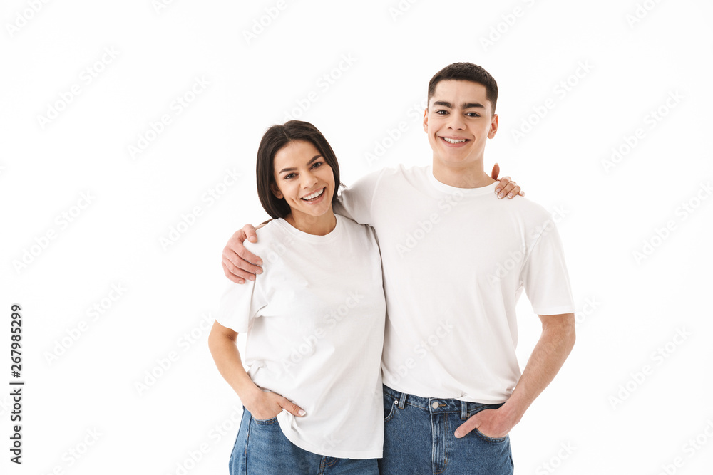 Portrait of a young casual wear couple standing Portrait of a young casual wear couple standing