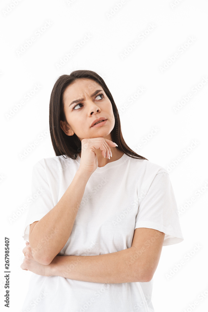 Portrait of a pensive young casual woman Portrait of a pensive young casual woman