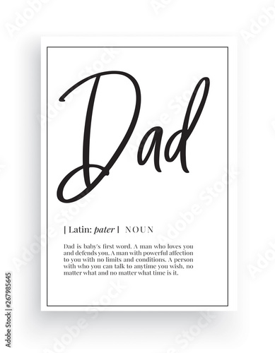 Canvas Print Minimalist Wording Design, Dad definition, Wall Decor, Wall Decals Vector, Dad n