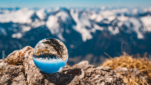 Crystal ball alpine landscape shot at the famous Wendelstein summit-Bayrischzell-Bavaria-Germany © Martin Erdniss