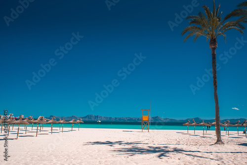 A view to Alcudia Bay from Can Picafort in the summer day, Mallorca