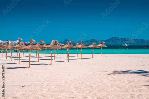 Summer vacation beach. Concept photo  holiday resort. Tropical beach  sun  hot weather  edit space