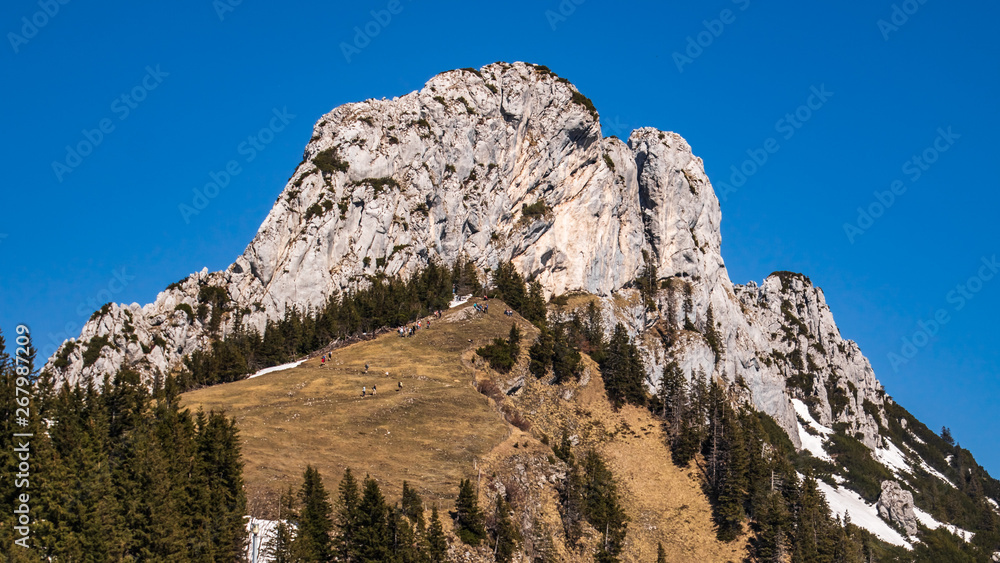 Beautiful alpine winter view at the famous Kampenwand summit-Aschau-Chiemgau-Bavaria-Germany